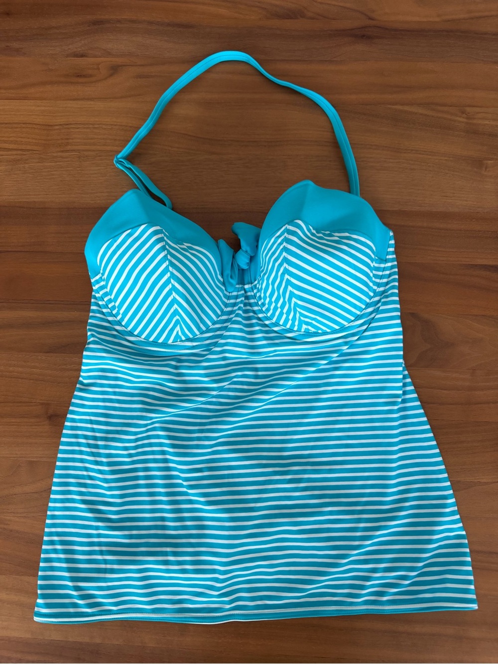 Freya Women’s Turquoise Stripe Tankini Swim Top. NWOT. Bra size 34E.